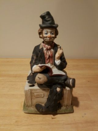 Vtg Waco Willie The Hobo Melody In Motion Porcelain Musical Clown