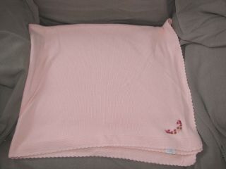 Vintage Gymboree 2001 Baby Girl Layette Pink Knit Sweater Blanket Floral Corner