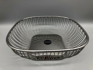 Vintage Alessi Inox 18/10 Shiny Stainless Steel Wire Fruit Basket.  Made In Italy