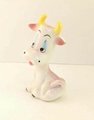 Vintage Ceramic Pink Cow / Bull Figurine Japan