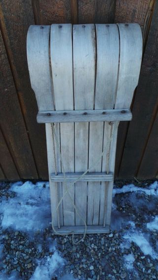 Vintage Wooden Toboggan 36 " Long By 12 " Wide Great For Use Or Decoration
