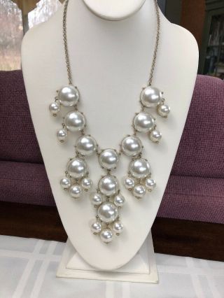 Vintage White Pearl Beaded Extra Large Bib Statement Necklace