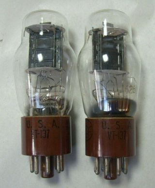 2 Vintage RCA VT - 137 1626 Tubes matching codes w/ boxes military - 2