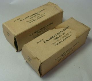 2 Vintage RCA VT - 137 1626 Tubes matching codes w/ boxes military - 7