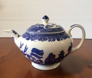 Vintage,  Blue Willow Pattern,  Made In England,  Porcelain Teapot
