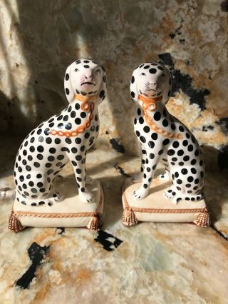 Set Of Fitz & Floyd Vintage Bookends Staffordshire - Style Dalmatian 6.  5 " Bookends