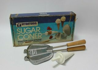 Vintage Vitantonio Sugar Coner Ice Cream Cone Maker Waffle Model 530 W/ Box