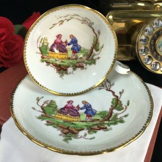 Vintage Royal Chelsea Bone China England Courtship Romantic Couple Cup Saucer