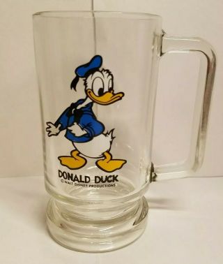 Vintage Walt Disney Donald Duck Collectible Glass Root Beer Mug Stein