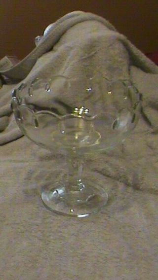 VINTAGE INDIANA GLASS COMPOTE SCALLOPED TEARDROP PEDESTAL FRUIT BOWL CANDY DISH 2