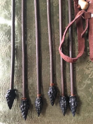 Vintage YOUTH ARCHERY 6 Plus Arrows In all LEATHER QUIVER 3