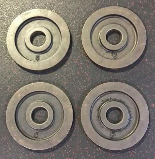 York Barbell 5 Lb Olympic Weight Plates Vintage Partial Milled 2 Pairs 3