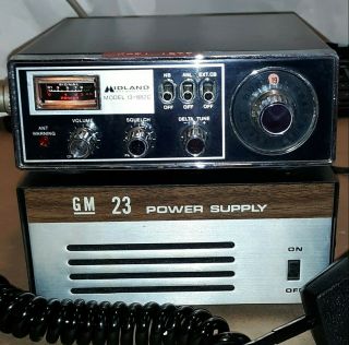 Vintage Gm 23 Power Supply & Midland Model 13 - 882c 23 Channel Radio