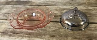 Vintage Pink Depression Glass Candy Dish With Lid 2