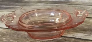 Vintage Pink Depression Glass Candy Dish With Lid 4
