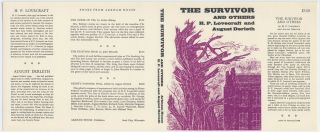 Arkham House The Survivor,  Lovecraft,  Derleth,  Orig.  Near - Dust Jacket 1957