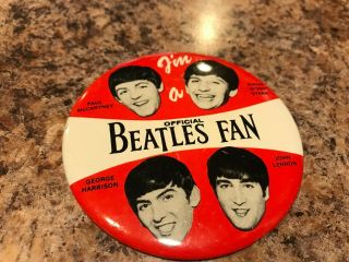 Vintage I’m A Beatles Fan Pin Back Button John George Paul Ringo