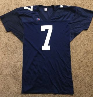 Vintage Russell Athletic Penn State Blue 7 Football Jersey Sz L Printed Usa