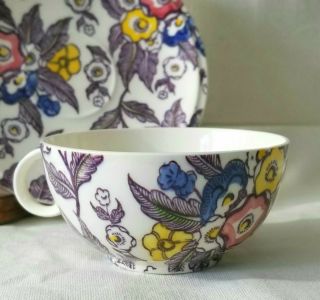 Vintage Vernon Kilns Metlox Grace Teacup Saucer Modern Purple Floral Coffee Mug