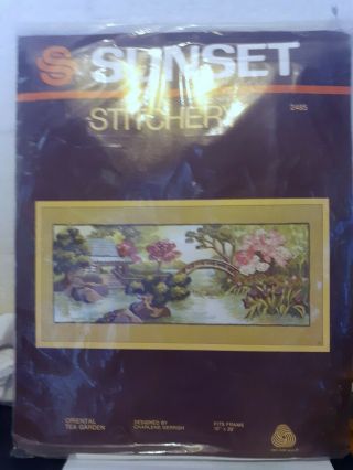 Sunset Needlepoint Vintage Kit Oriental Tea Garden 10 By 20 "