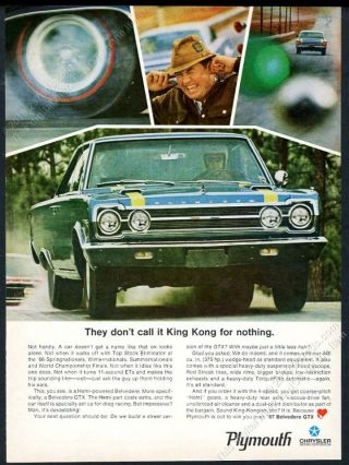 1967 Plymouth Gtx 426 Hemi Blue Car Photo King Kong Vintage Print Ad