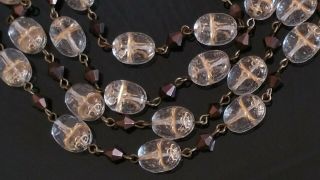Czech Longer Scarab Beetle Glass Bead Necklace Vintage Deco Style