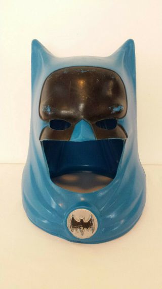 Vintage 1966 Ideal Toys Batman Blue Hard Plastic Mask Cowl Helmet