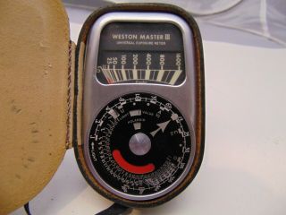 vintage Weston Master III universal Exposure Meter w.  Case USAASA K =1.  0 3