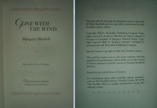 GONE WITH THE WIND by Margaret Mitchell Franklin Library Patron ' s Ed 1986 4