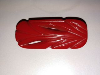 Vintage Carved Cherry Red Bakelite Brooch Pin