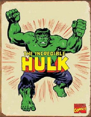 The Incredible Hulk Retro Comic Art Vintage Weathered Tin Sign Poster