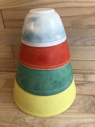 Vintage Kitchen Pyrex Primary Colors Nesting Mixing Bowl Set 404,  403,  402,  401