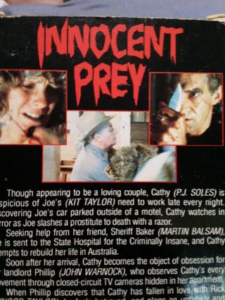 Innocent Prey (VHS) vintage cult horror Intermedia Video 3