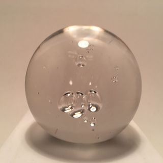 Vintage Clear Glass Paperweight Controlled Bubbles Glass Ball Flat Bottom 3 " Dia