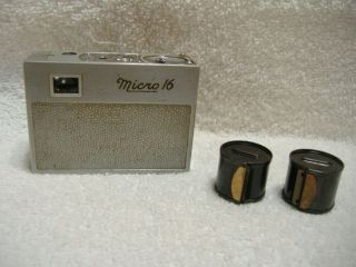 Vintage Wm.  Whitttaker Micro 16 Subminiature Spy Camera With 2 Film Spools