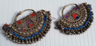 Vintage Afghan Boho Jhumka Handmade Banjara Kuchi Tribal Gypsy Pair Earrings