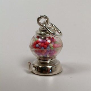 Vintage GUMBALL MACHINE Sterling Silver CHARM Bubble Gum PENDANT Movable 2