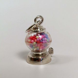Vintage GUMBALL MACHINE Sterling Silver CHARM Bubble Gum PENDANT Movable 4