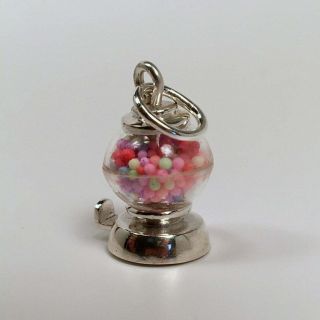 Vintage GUMBALL MACHINE Sterling Silver CHARM Bubble Gum PENDANT Movable 5