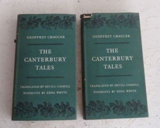 The Canterbury Tales Geoffrey Chaucer Folio Book Set 1956 1957 Woodcuts H/b