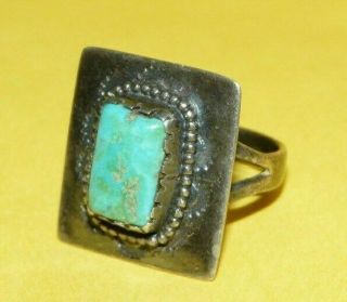 VTG NATIVE NAVAJO OLD PAWN SOUTHWESTERN STERLING SILVER TURQUOISE RING SIZE 5.  5 2