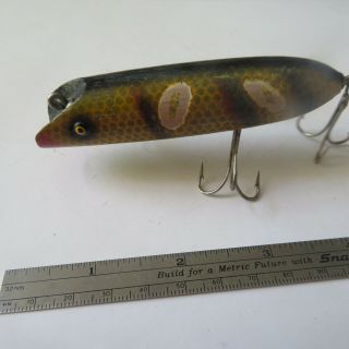 Fishing Lure Vintage 3¾ " South Bend Wood Bass - Oreno Perch
