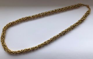 Vintage Gold Byzantine Chain Mail Rope Necklace Heavy 24 Inch Chainmaille