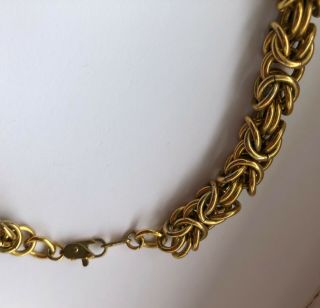 Vintage Gold Byzantine Chain Mail Rope Necklace Heavy 24 inch Chainmaille 2