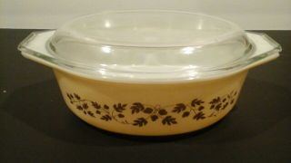 Vintage Pyrex Cinderella Casserole Dish W/ Lid 045 Golden Acorn 2 1/2 Quart