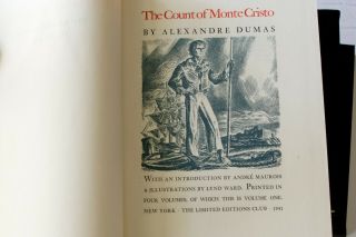 Signed Lynd Ward 1941 The Count Of Monte Cristo Limited Editions Club Lec Dumas