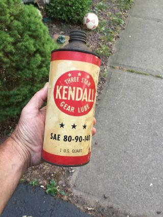 Vintage Kendall Oil Co Paper Label Rare Qt Gear Lube Gas Sevice Station Can
