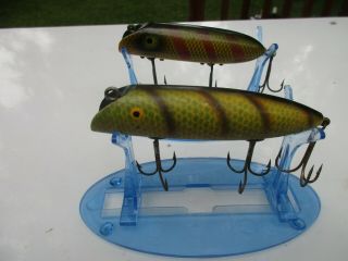 2 Vintage Wood Surface Crank - Bait Lures 1 Is Marked South Bend Bass - Oreno