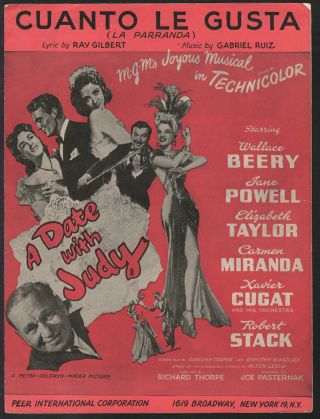 Date With Judy 1948 Cuanto Le Gusta Carmen Miranda Vintage Movie Sheet Music Q25