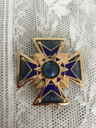 Vintage Slate & Cobalt Blue Glass Stone Maltese Star Cross Assessorcraft